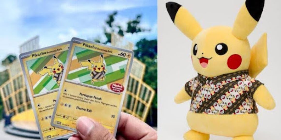 Momen Langka, Kartu dan Plush Toys Pikachu Berkemeja Batik Hadir di Bali